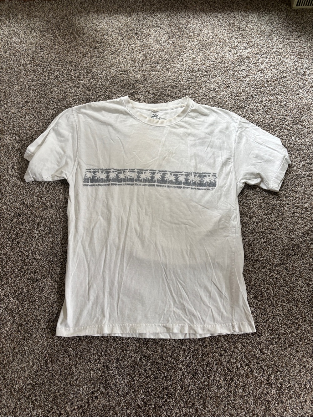 Newport White Short-Sleeve Tee with Gray Palm Stripe